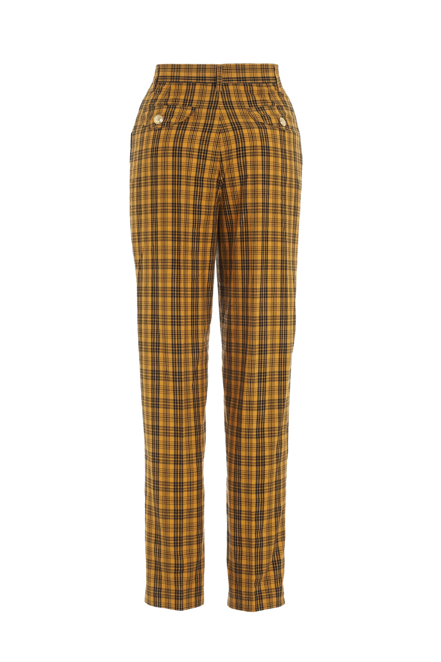 Marcello Rubinacci black & yellow plaid trousers