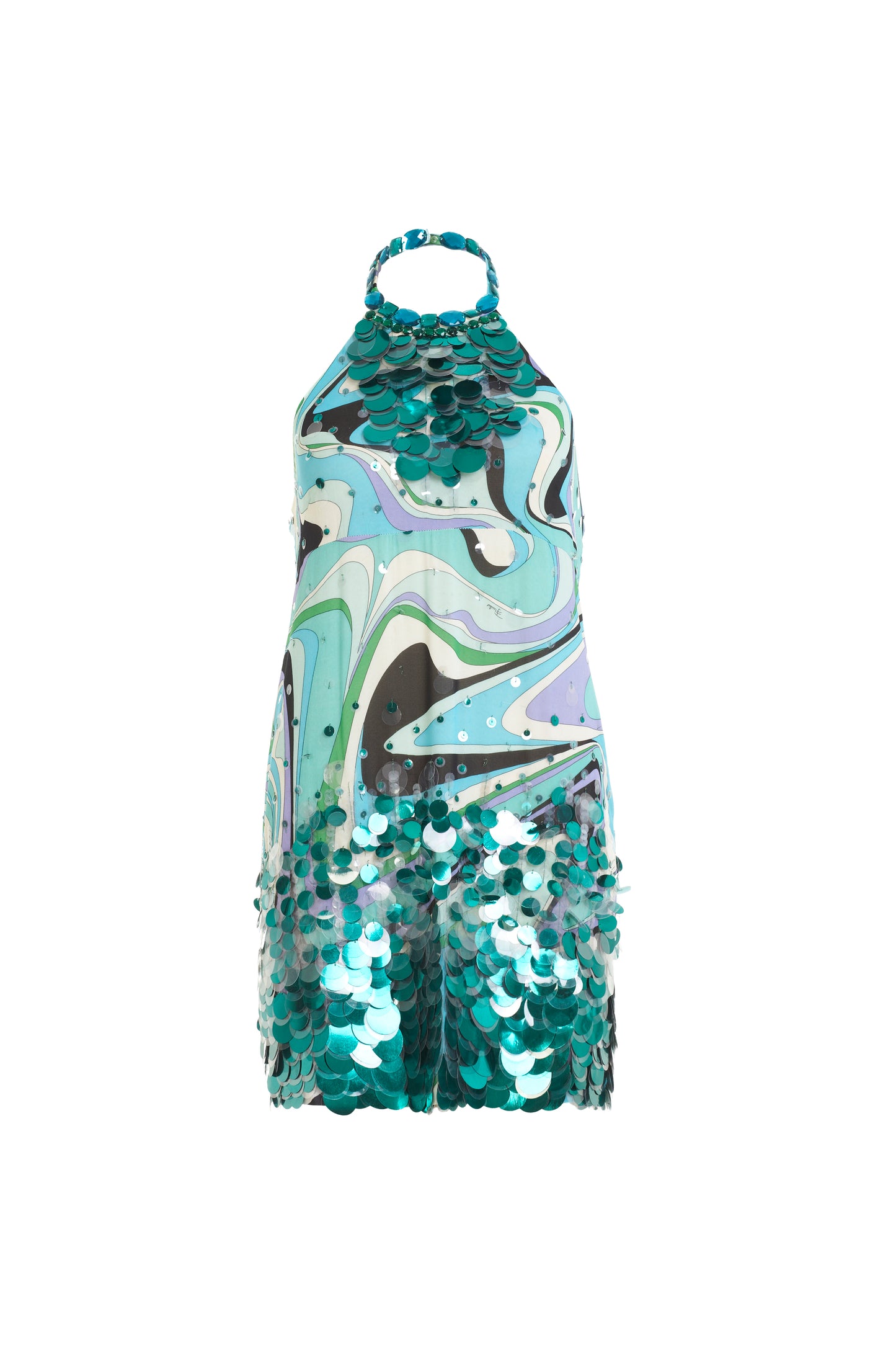 Emilio Pucci sleeveless seascape sequined dress