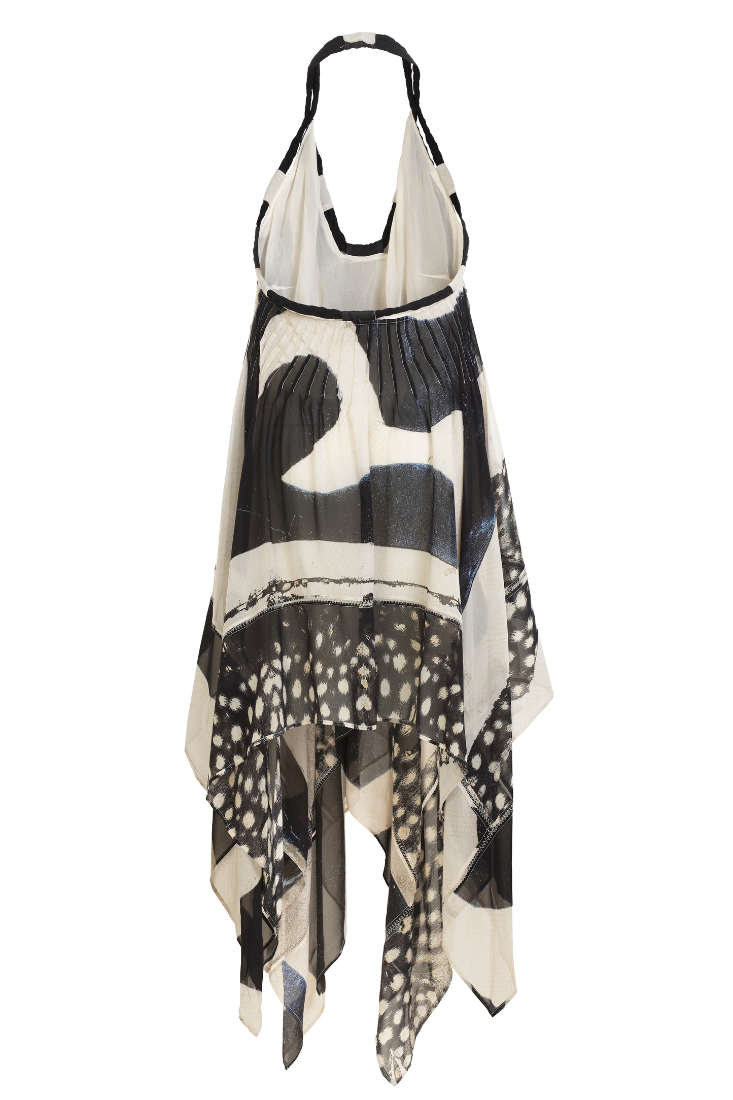 Roberto Cavalli black and ivory halter neck dress