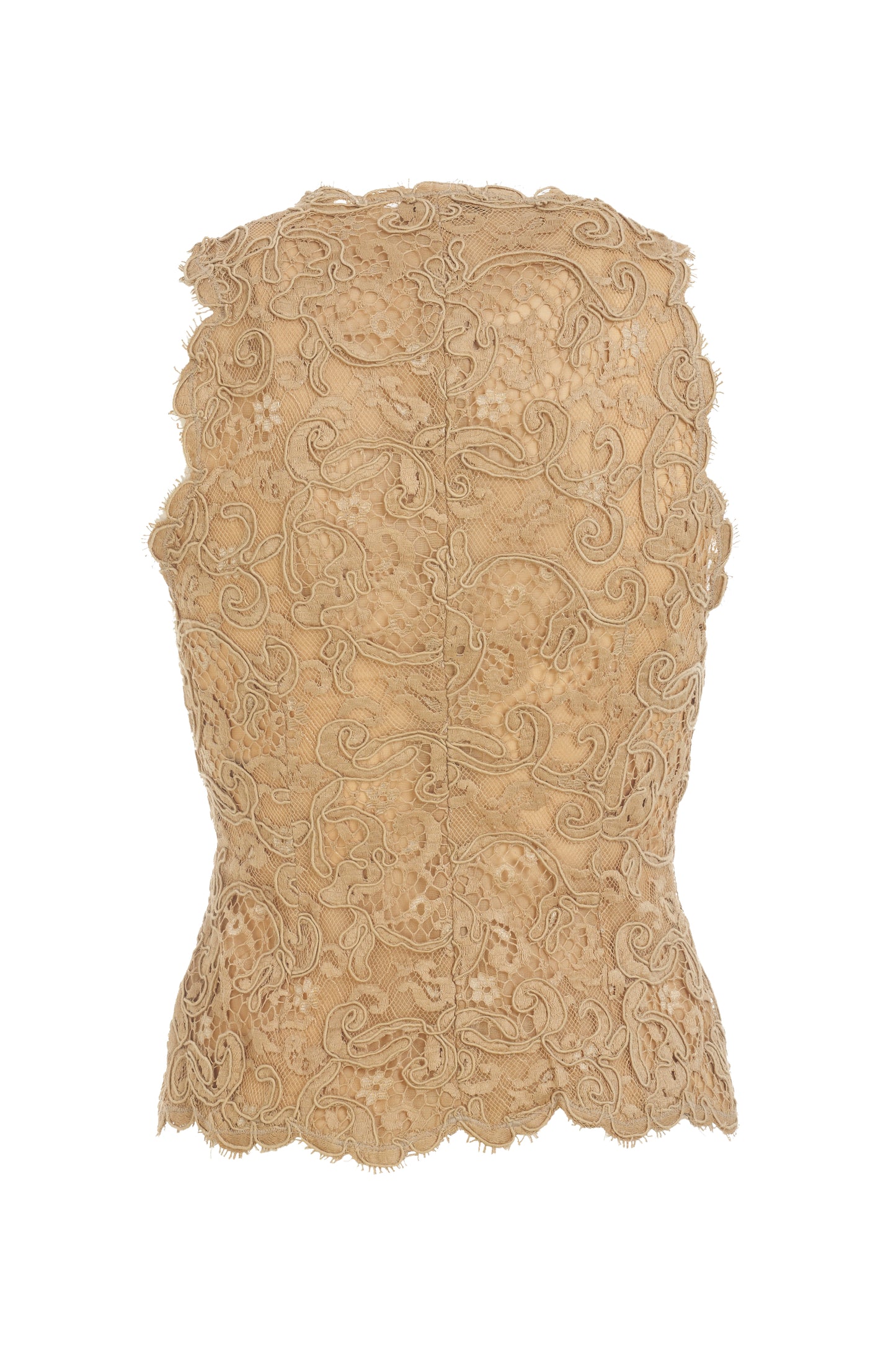 Donna Karan tan lace sleeveless top