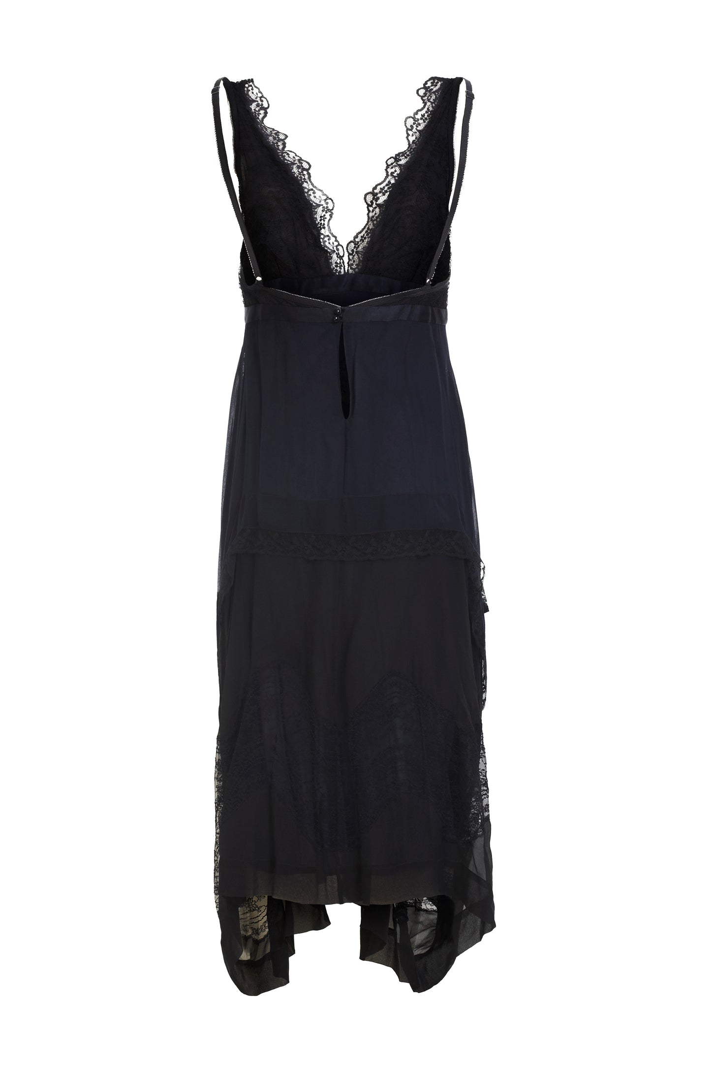 Balenciaga dark blue silk summer dress with lace overlay. Preloved