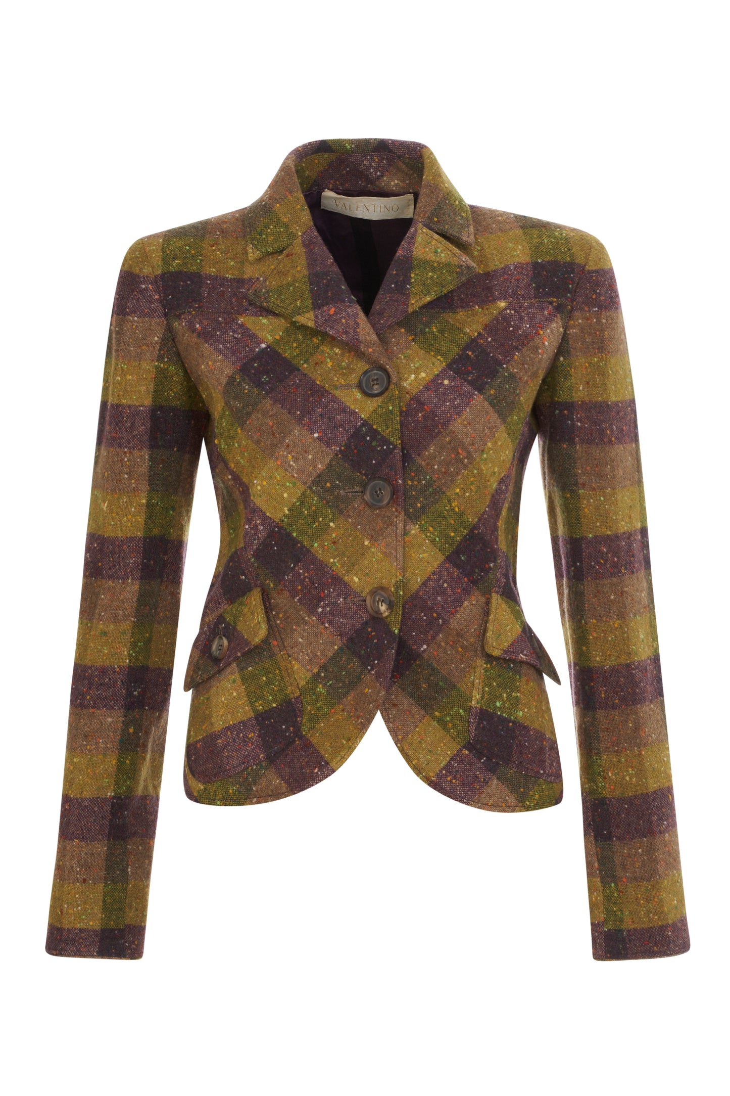Valentino purple, green and yellow checkered jacket