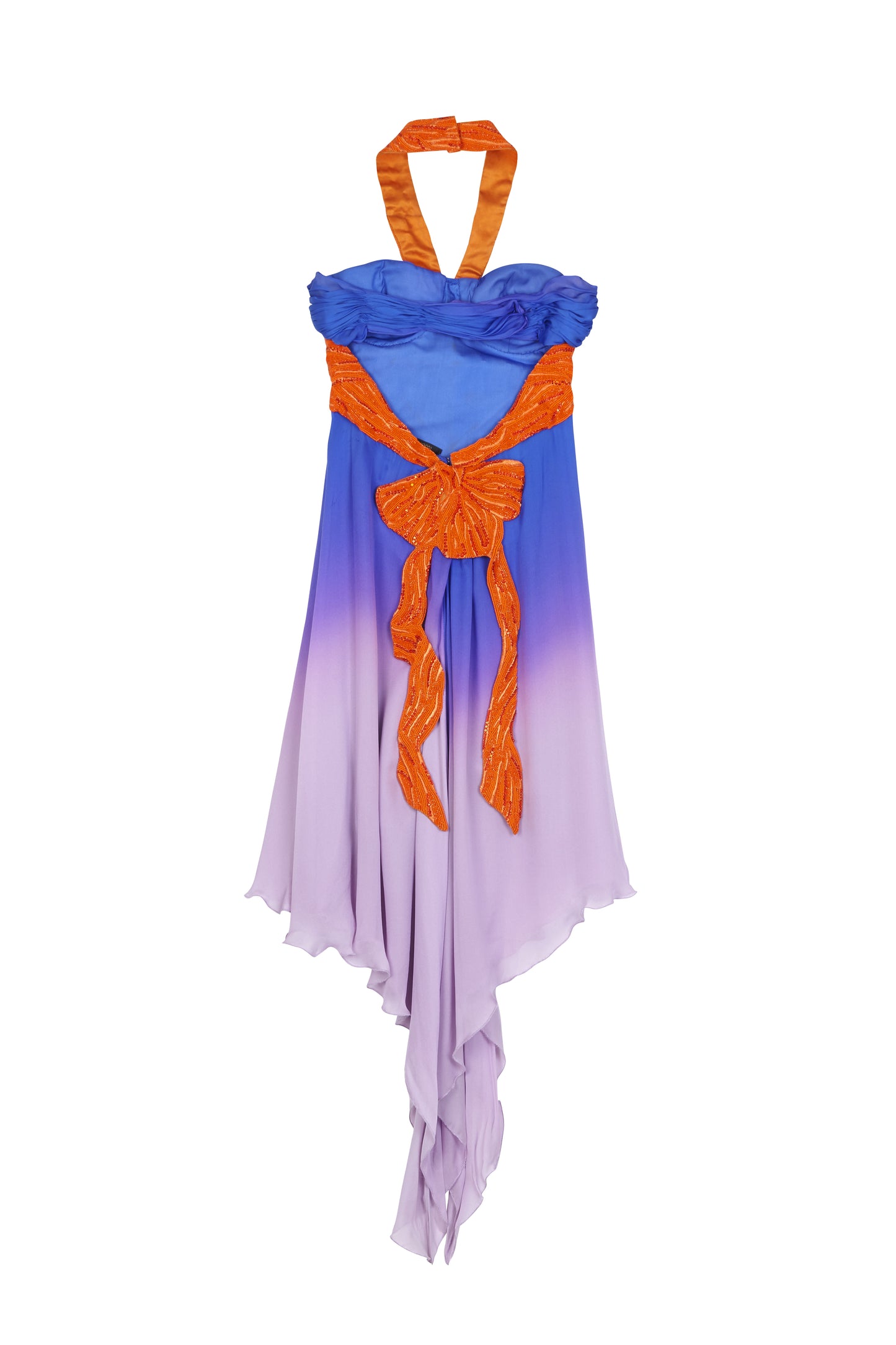 Roberto Cavalli purple, pink and orange cocktail dress