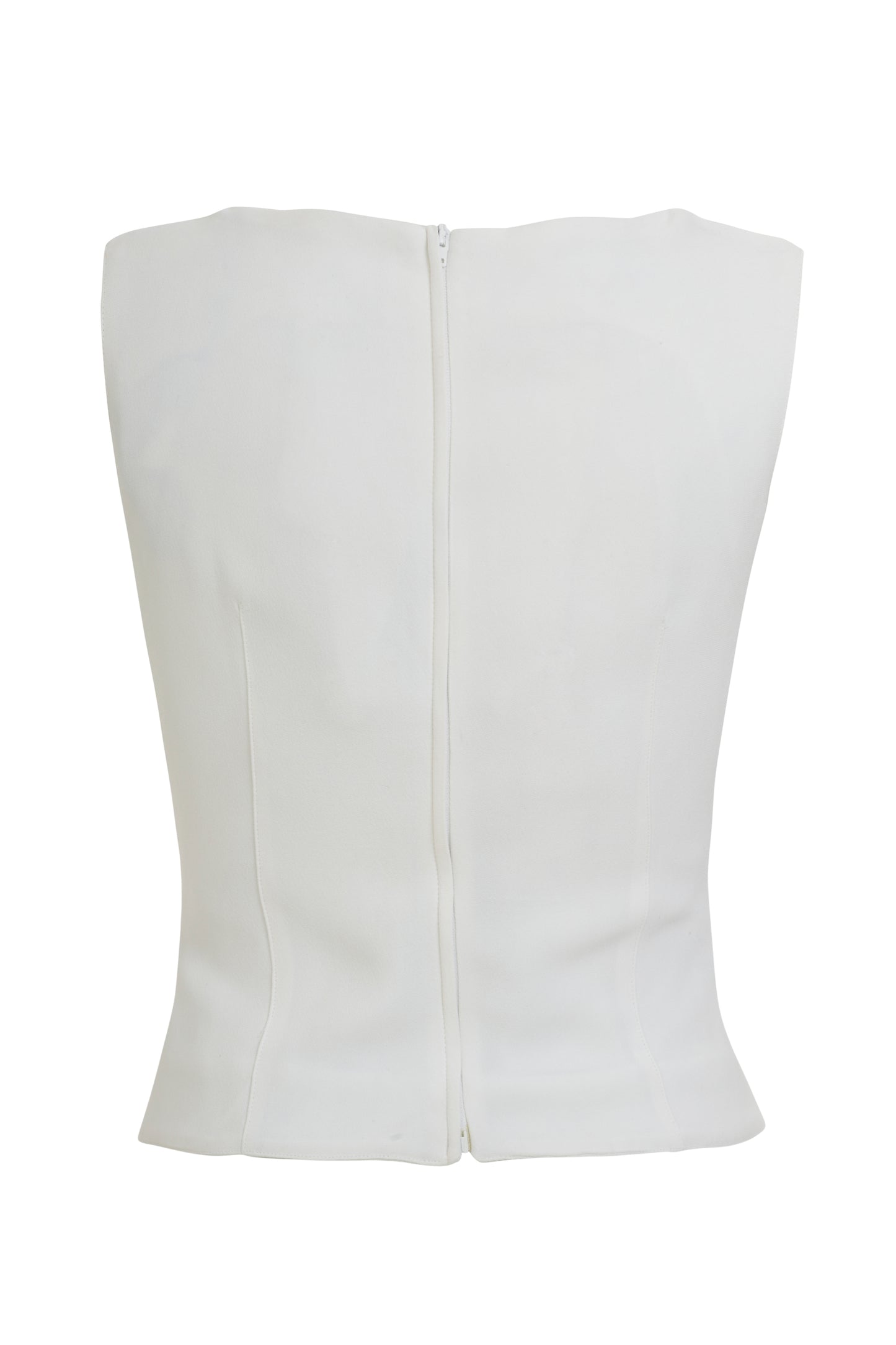 Alma white sleeveless top with draped blue crystal beading. Vintage