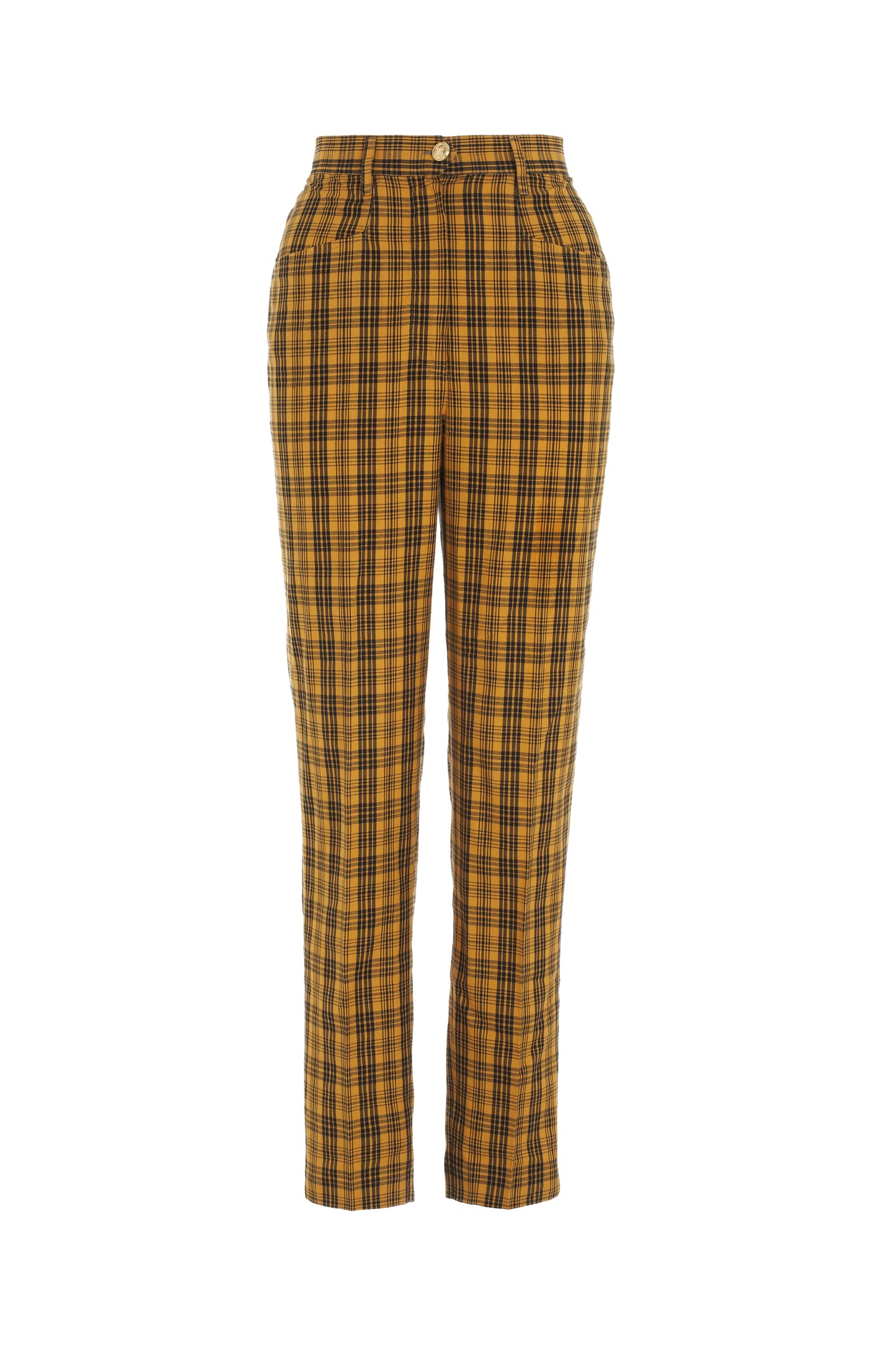 Marcello Rubinacci black & yellow plaid trousers
