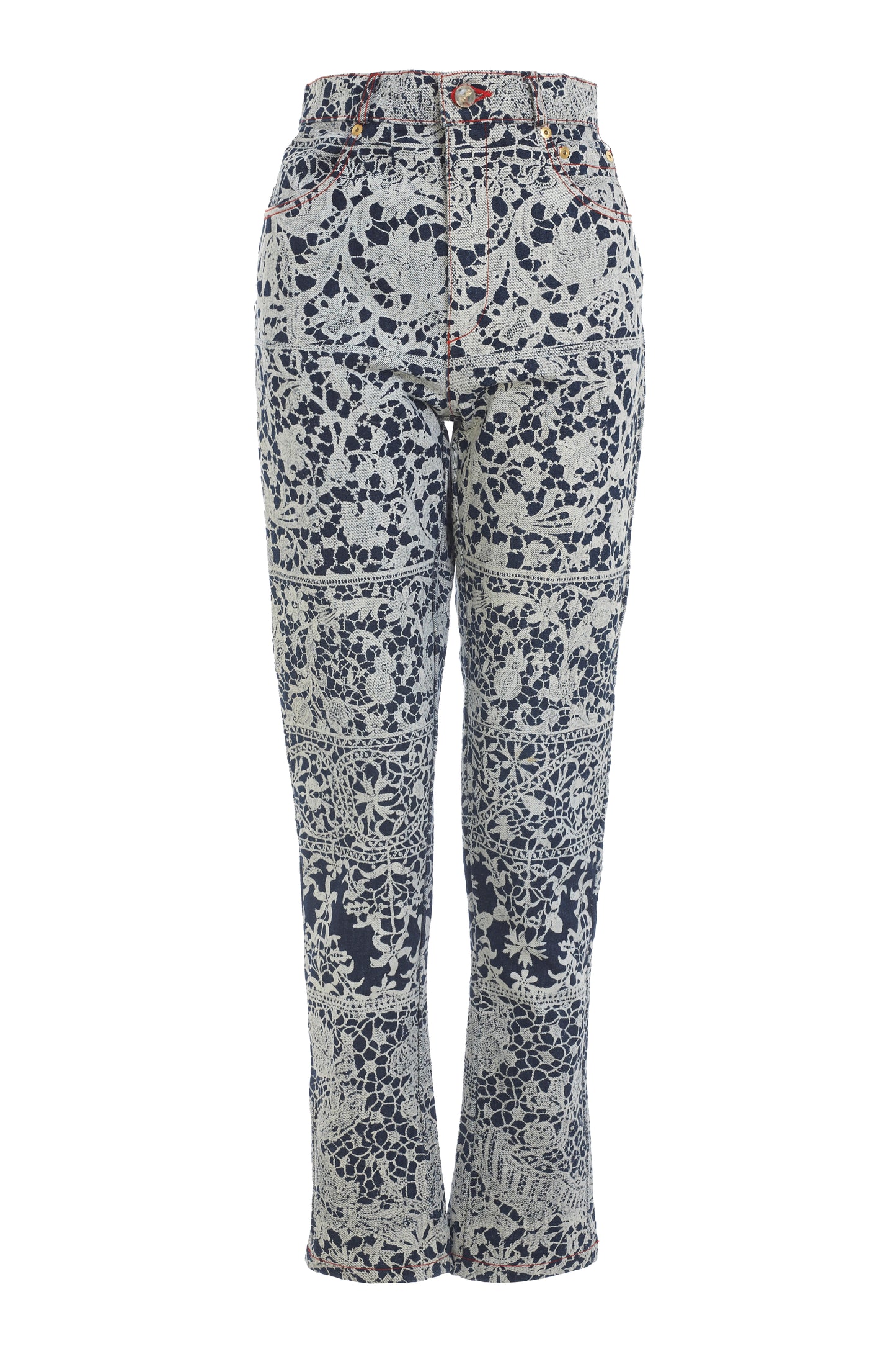Vivienne Westwood denim jeans with blue and white pattern