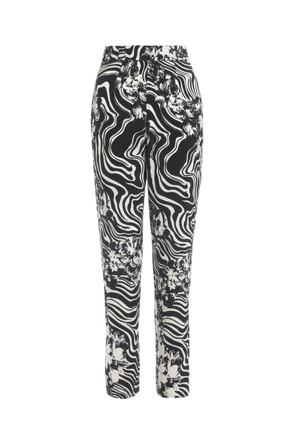 Gianni Versace silk trousers with black and white print design