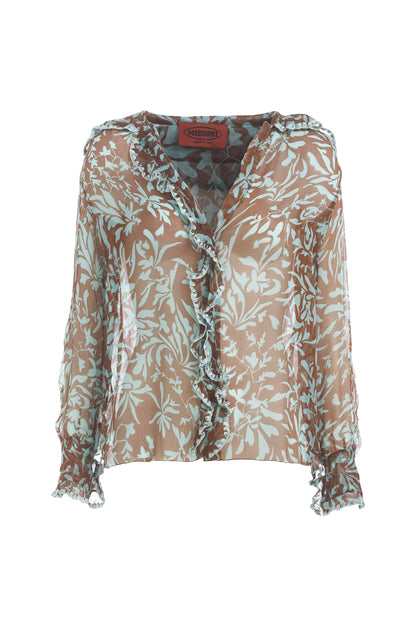 Missoni turqoise and brown long sleeve cover up