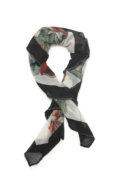 JPG Jean Paul Gaultier Maille scarf with leaf print with black trim