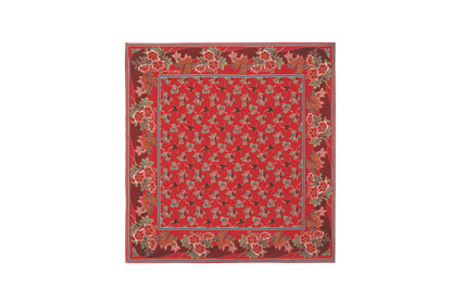 Ralph Lauren red silk scarf with green flower motif