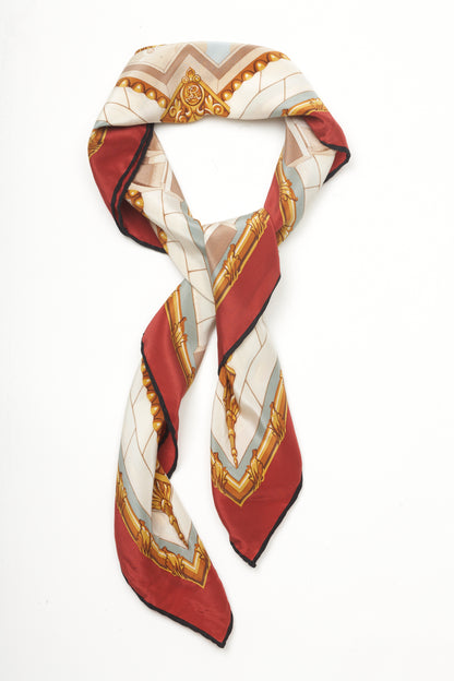 Tiffany floral silk scarf with dark rose border