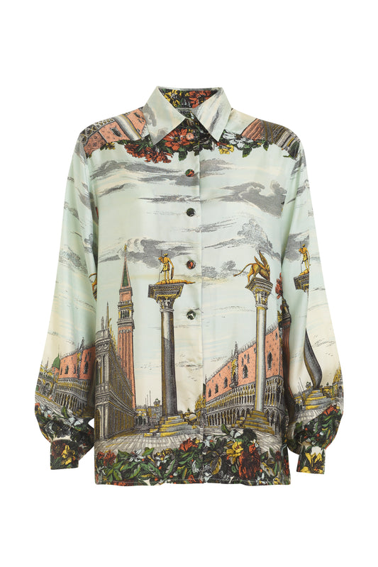 Moschino Couture baroque print silk shirt