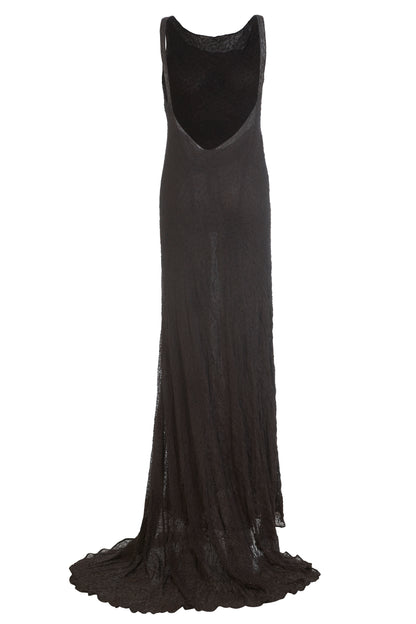 Donna Karan long brown summer dress with black and brown beading